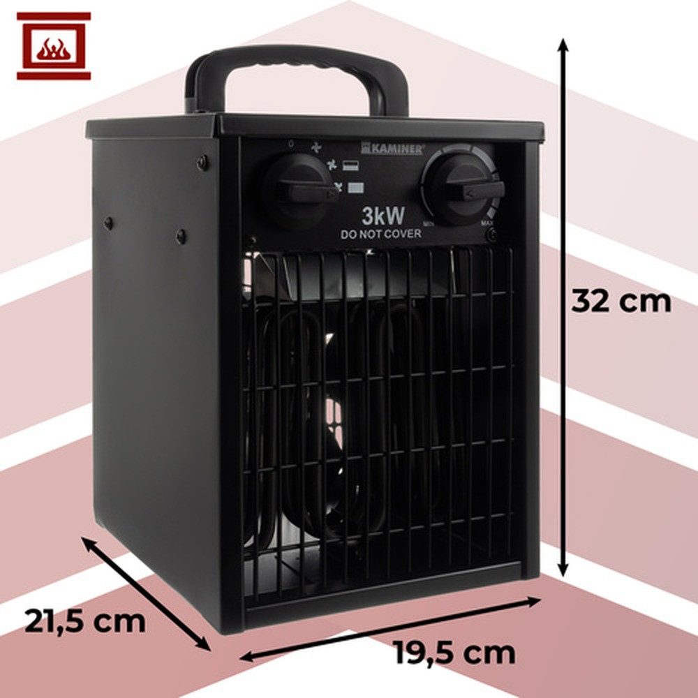 Kaminer Elektro-Heizkörper Elektroheizung 3000 W Gebläseheizer, einstellbare Temperatur von 0–85 °C mit automatischer Rückstellung