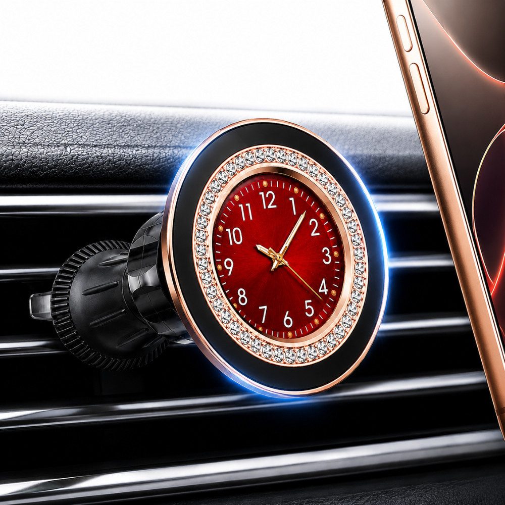 NEXGEN LUXUS HANDY-ZUBEHÖR Smartphone-Halterung Handyhalterung Auto Magnet KFZ Smartphone Halterung mit Uhr NEU, (Deutsche Marke, N52 Magnetkraft, Extra stabiler Halt)