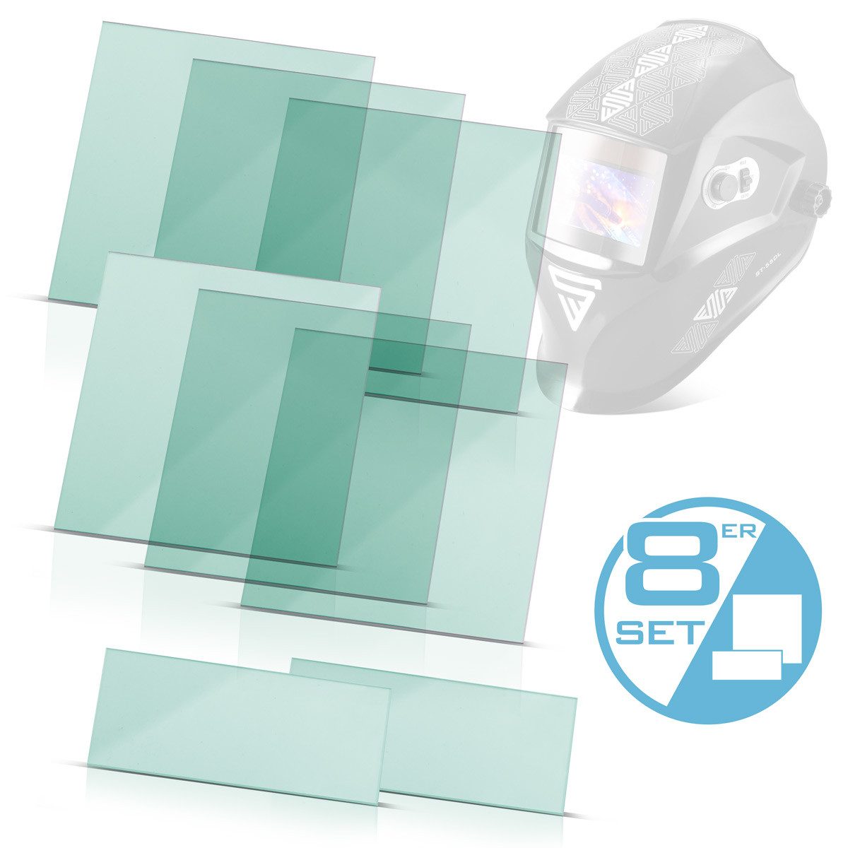 STAHLWERK Sicherheitshelm Schweißhelm Vorsatzscheiben 8er Set (Set, 2-tlg., Set), bruchsicher