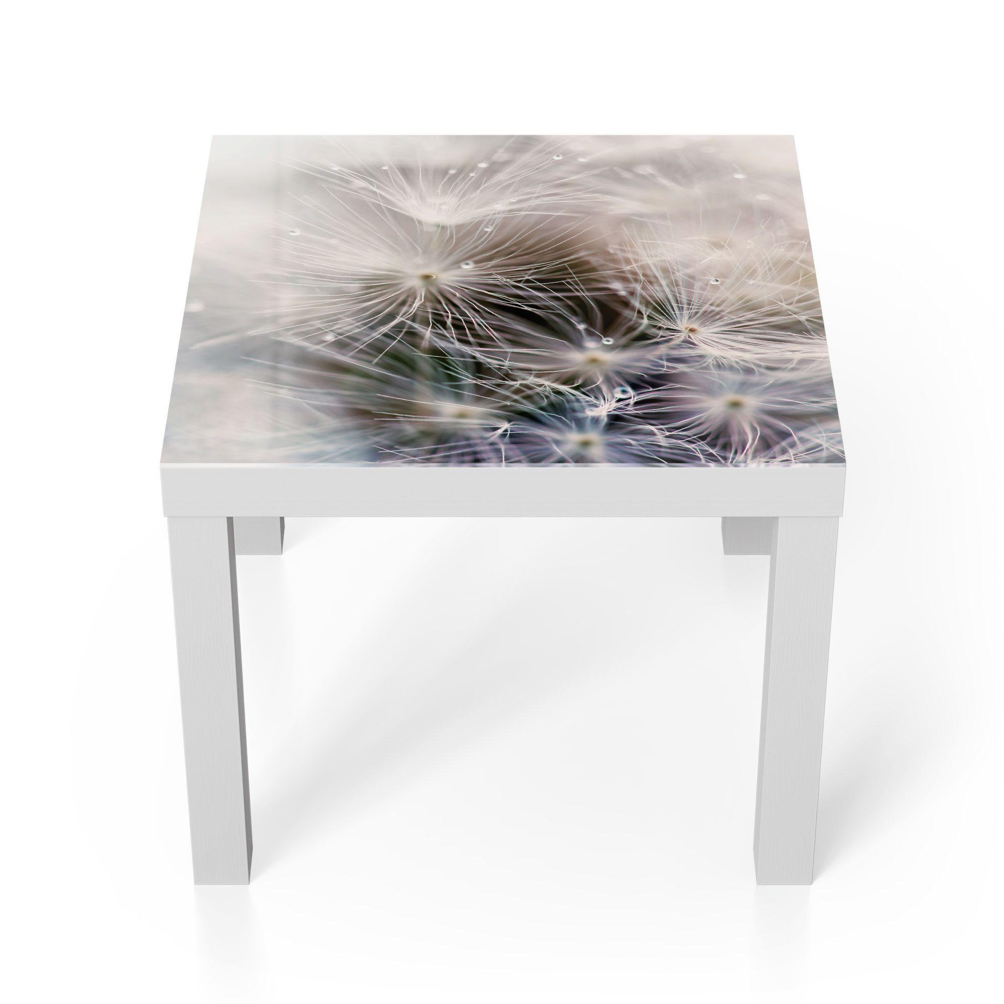 DEQORI 'Detailaufnahme Glas Pusteblume', Weiß modern Glastisch Beistelltisch Couchtisch