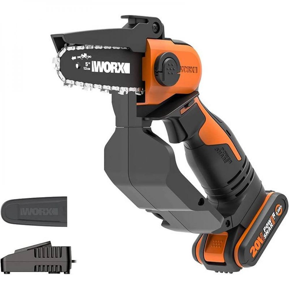 Worx Elektro-Kettensäge Worx Akku Kettensäge Einhandsäge Astsäge 20V mit 2Ah Akku und Schn