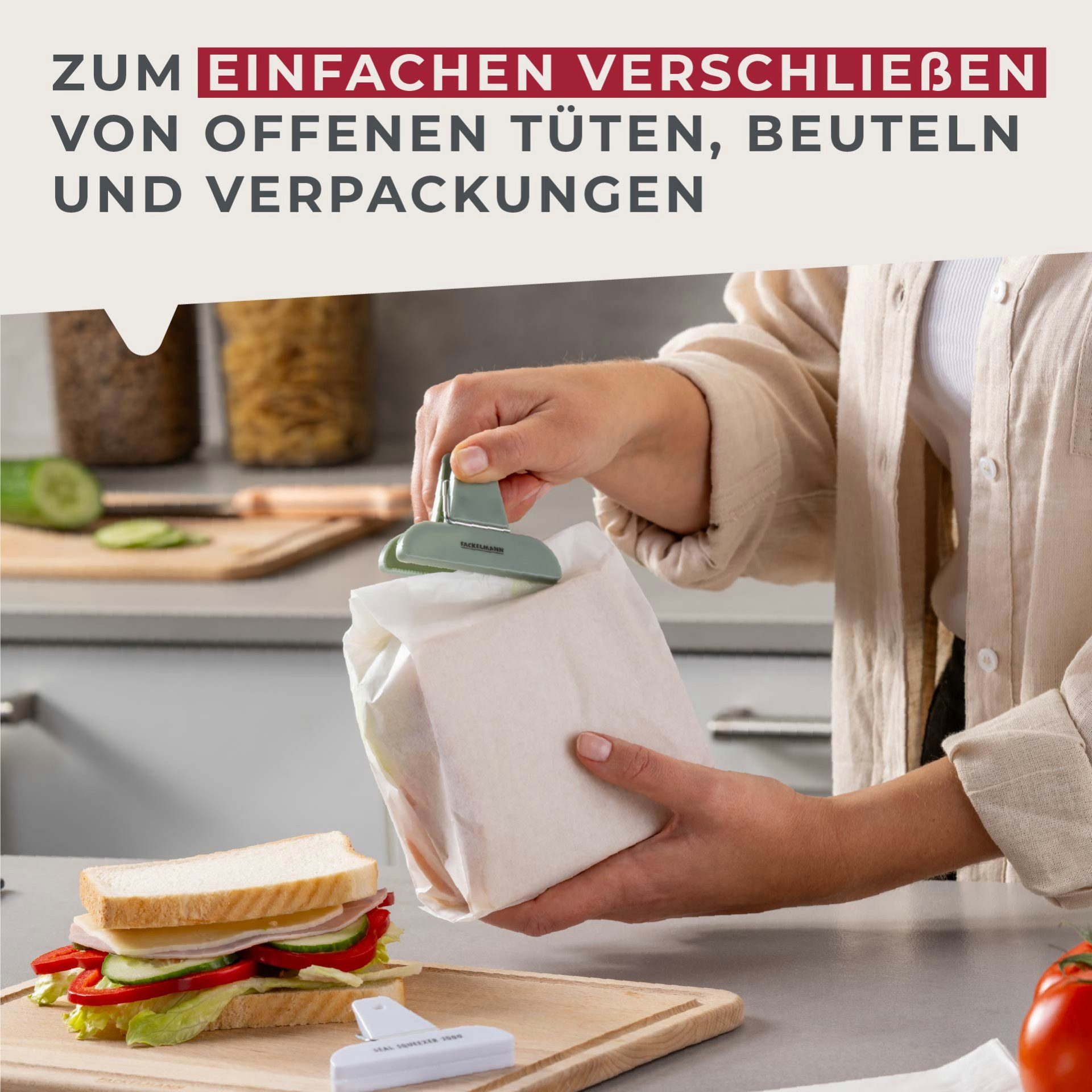 FACKELMANN Verschlussklammer Tütenclips, Verschlussklammern, Beutelversiegelung, Frischhalteclips