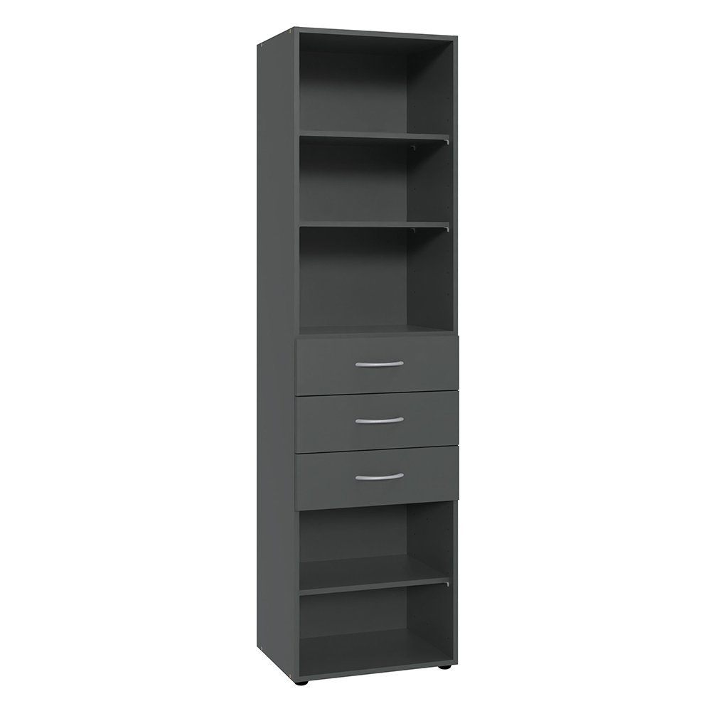 Lomadox Regal MIAMI-43, graphit, 3 Schubladen, günstig online kaufen