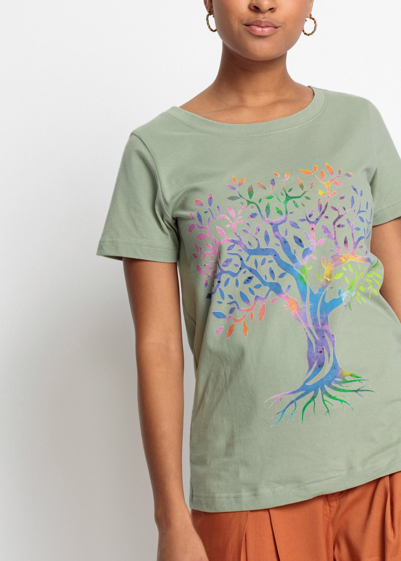 bonprix T-Shirt Loose Fit, Kurzarm-Design, aus Baumwolle, mit farbenfrohem günstig online kaufen