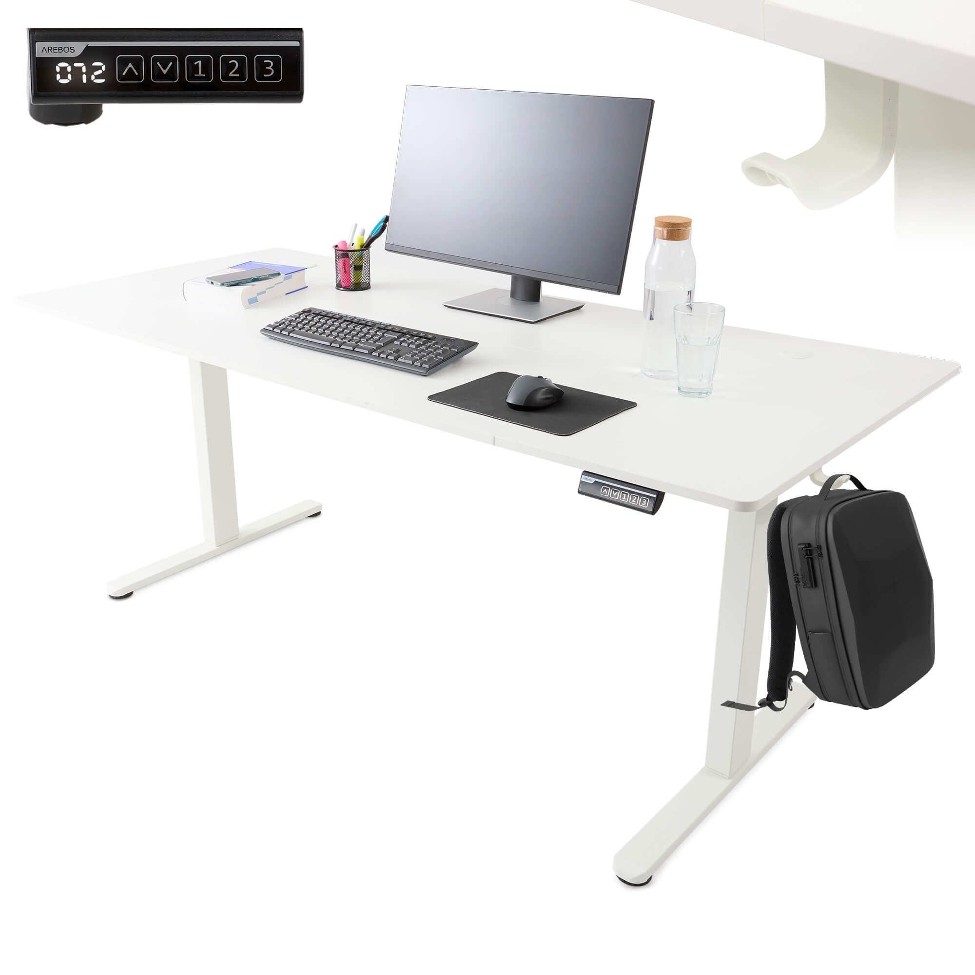 Arebos Schreibtisch Computer-Bürotisch 180 x 80 cm, elektrisch Memory-Funkt günstig online kaufen