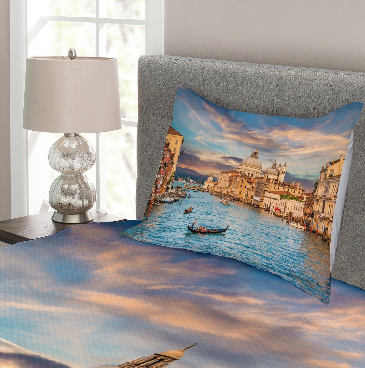 Tagesdecke Set mit Canal Abakuhaus, Grande Kissenbezügen Italien Bild Waschbar, Venedig