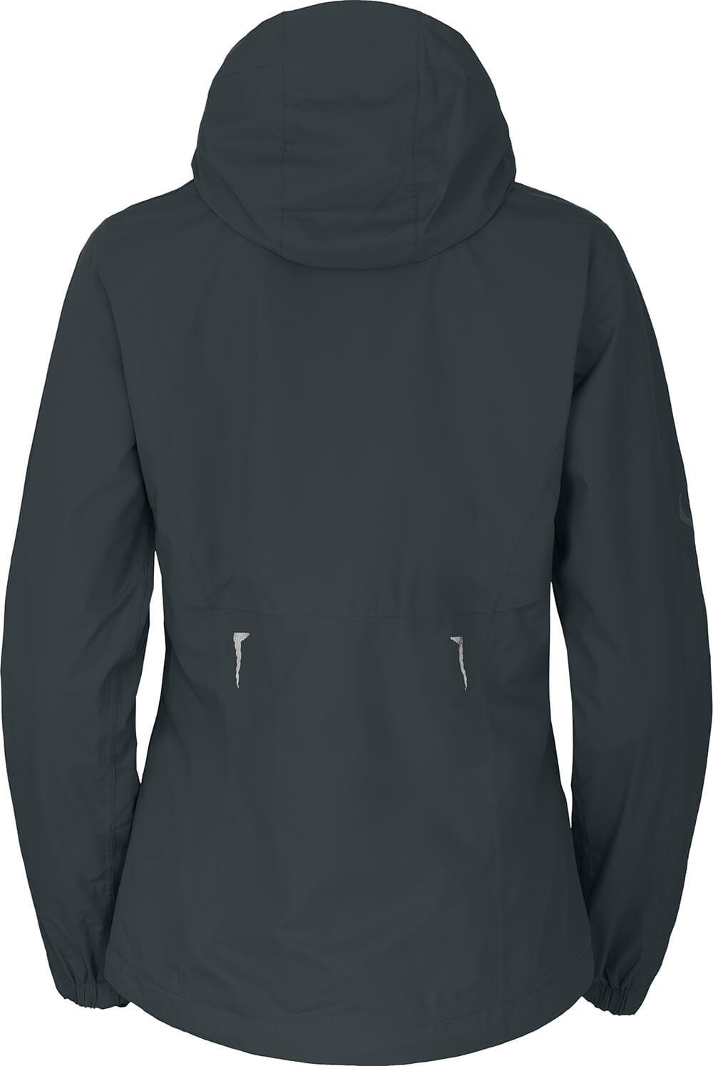 Bergson Outdoorjacke VALDIVIA Damen Normalgrößen, 12000 grau mm dunkel Wassersäule, Rad-Regenjacke, Netzfutter