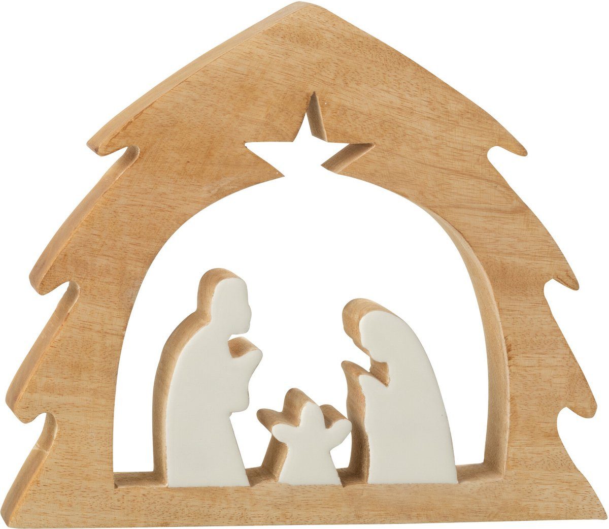J-line Krippe Weihnachtskrippe Baum Medium (1-tlg), aus Holz, Maße: 3,5 x 23 x 27 cm, für Innen