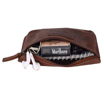 SHG Gürteltasche Leder Reisebrieftasche Damen & Herren Travel Wallet Braun