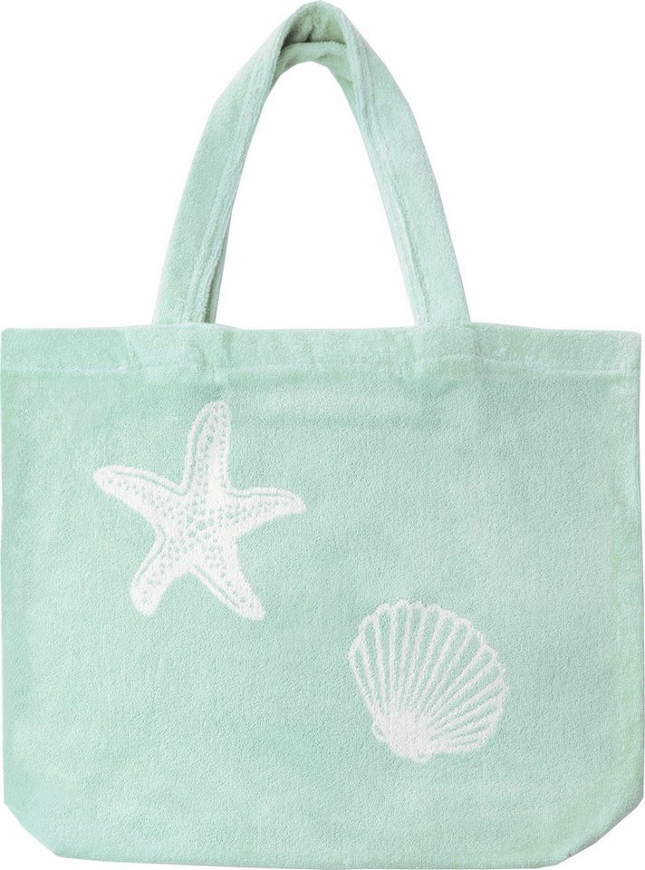 Delindo Lifestyle XL-Strandtasche XXL MIAMI, Baumwolle, leicht und faltbar, (1-tlg), mit Muscheln und Seesternen