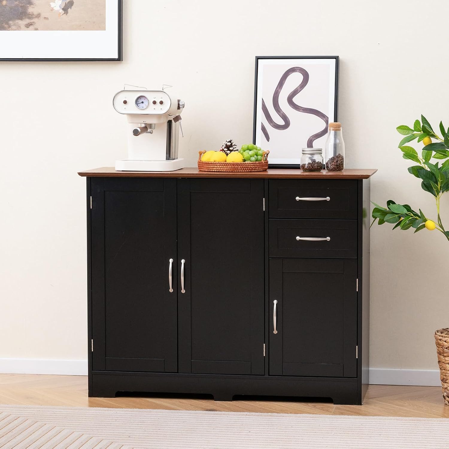 KOMFOTTEU Sideboard Küchenschrank, mit Türen & günstig online kaufen