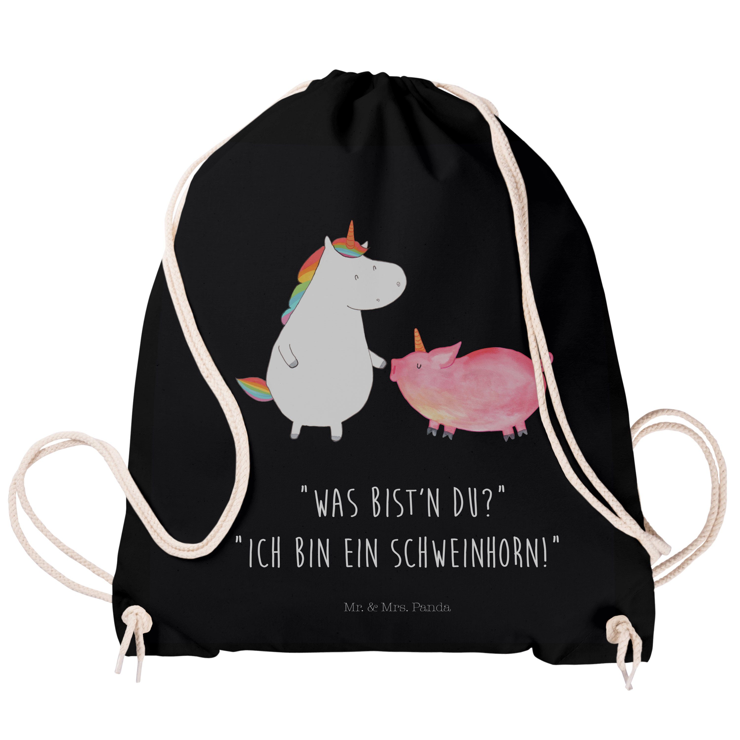 Damen Gepäck|Taschen & Rucksäcke Mr. & Mrs. Panda Sporttasche Einhorn + Schweinhorn - Schwarz - Einhörner, Freundin, Pegasus, Be