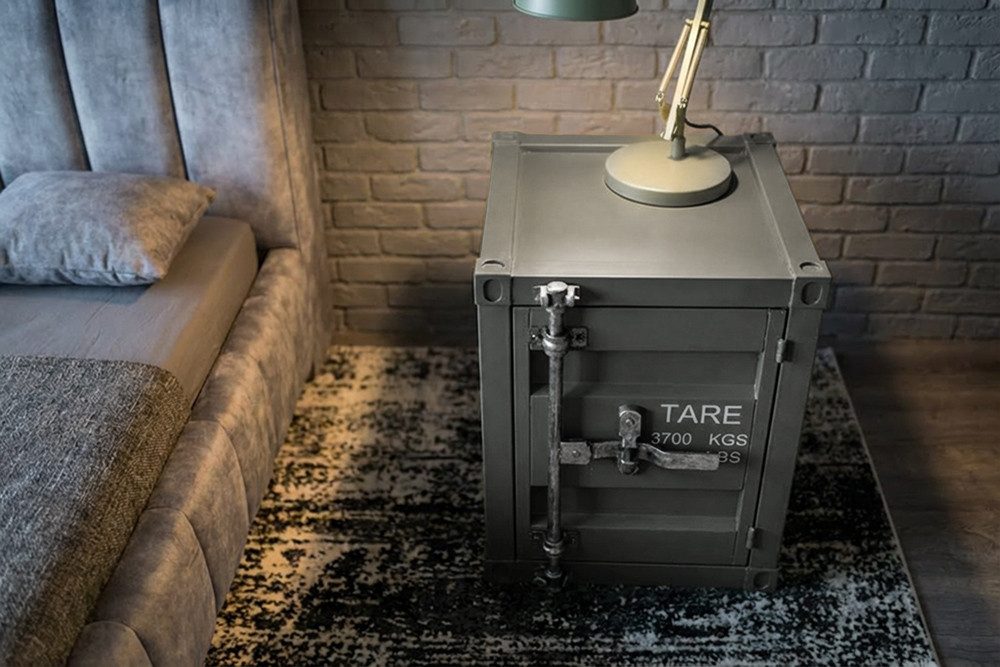 riess-ambiente Beistelltisch GLOBETROTTER 50cm anthrazit – Metall, Container-Look, montiert (Einzelartikel, 1-St), Nachtschrank mit Stauraum & Tür – ideal für S – Bild 4 von 5