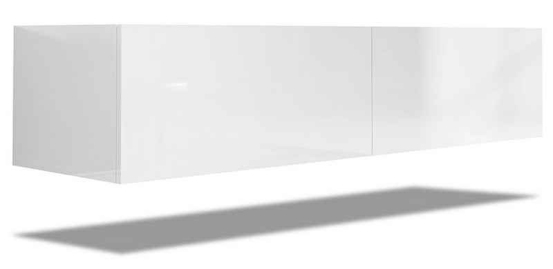 SONNI Sideboard TV Lowboard Schränke hängend 140x40x30cm Weiß Hochglanz, stehend und hängend, mit Klapptür, Sideboards, Hängeschrank, Fernsehtisch, Montagemöglichkeiten