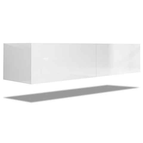 SONNI Sideboard TV Lowboard Schränke hängend 140x40x30cm Weiß Hochglanz, stehend und hängend, mit Klapptür, Hängeschrank, Fernsehtisch