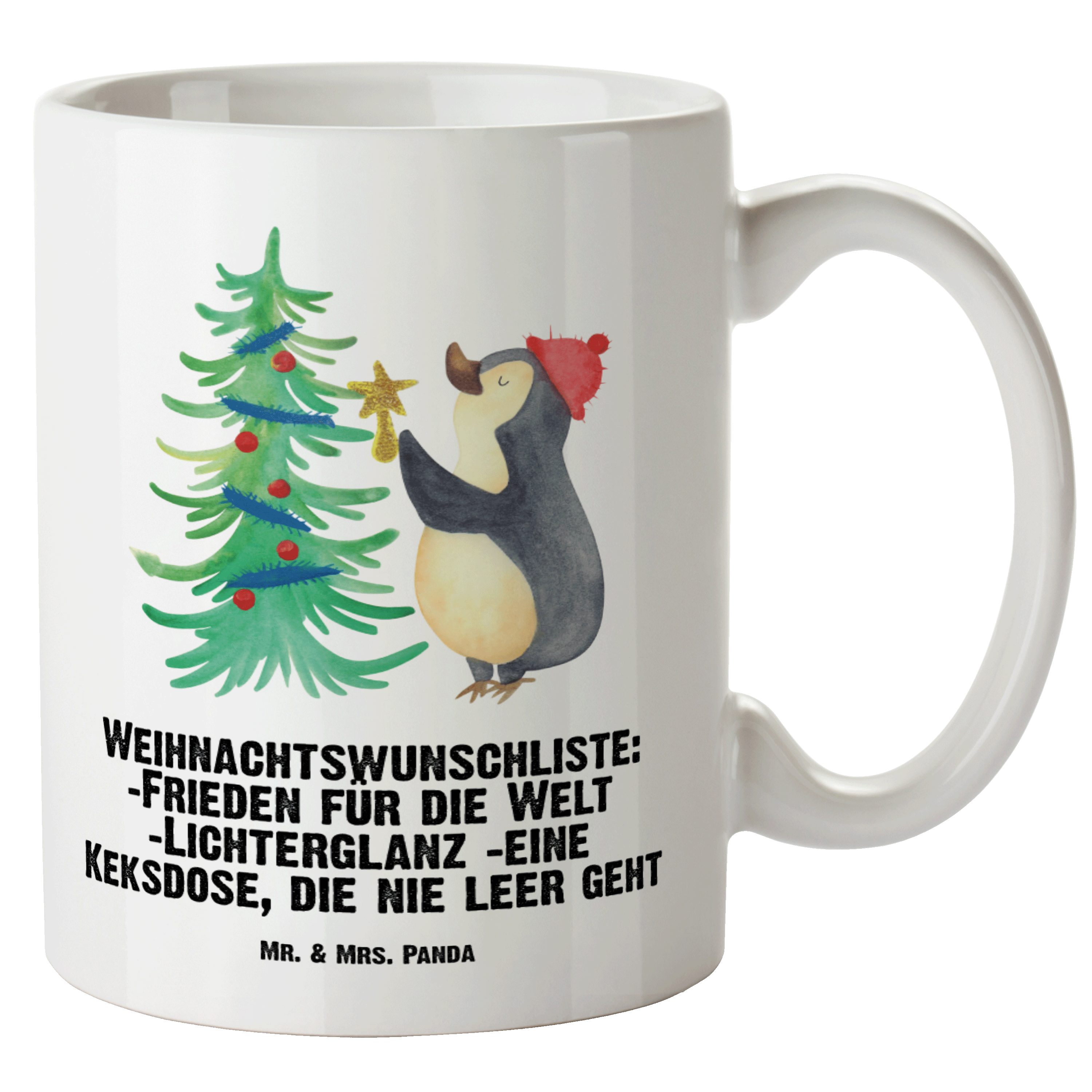 Mr. & Mrs. Panda Tasse Pinguin Weihnachtsbaum - Weiß - Geschenk, XL Becher, Weihnachten, XL, XL Tasse Keramik