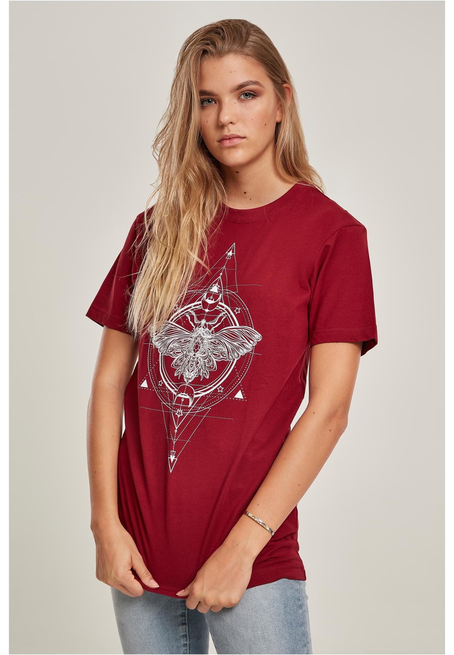 Moth burgundy MisterTee Ladies Tee Kurzarmshirt Damen (1-tlg)