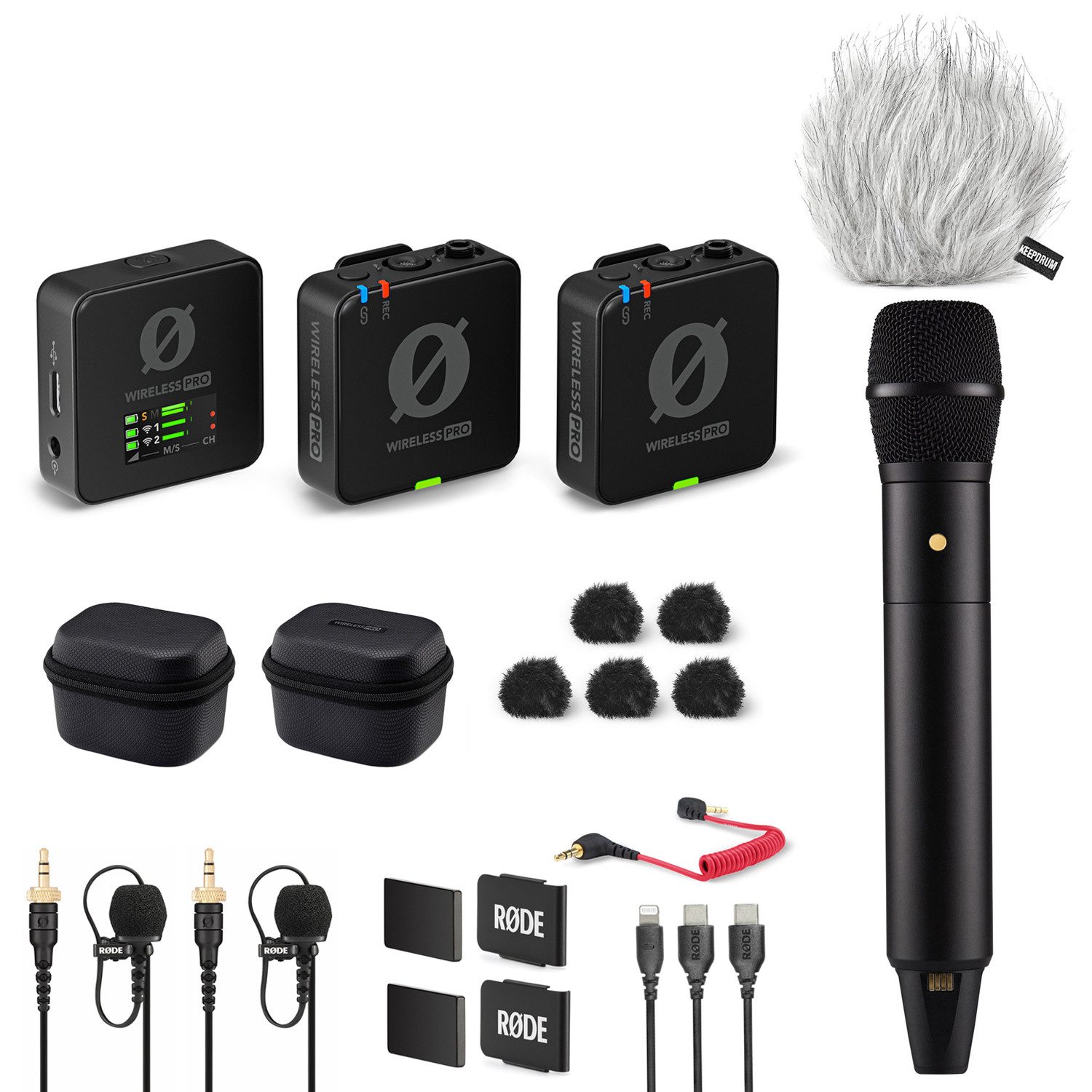 Rode Wireless Pro Mikrofon-Set mit Handmikrofon und Windschutz Digitales Aufnahmegerät