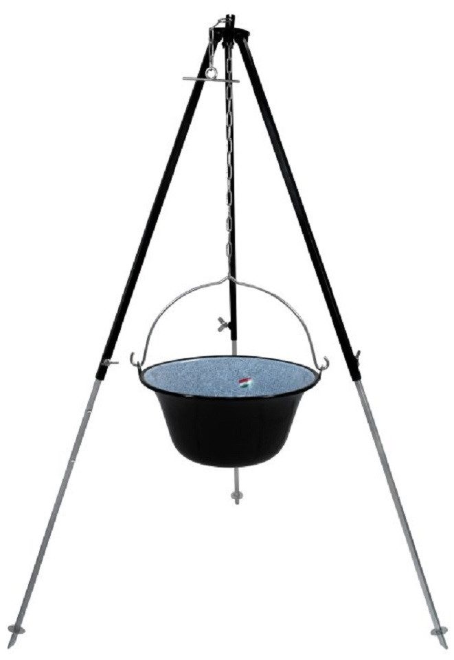 Grillplanet Schwenkgrill Gulaschkessel Set mit 15 Liter Kessel und 130 cm Dreibein, Set, Kessel, Dreibein