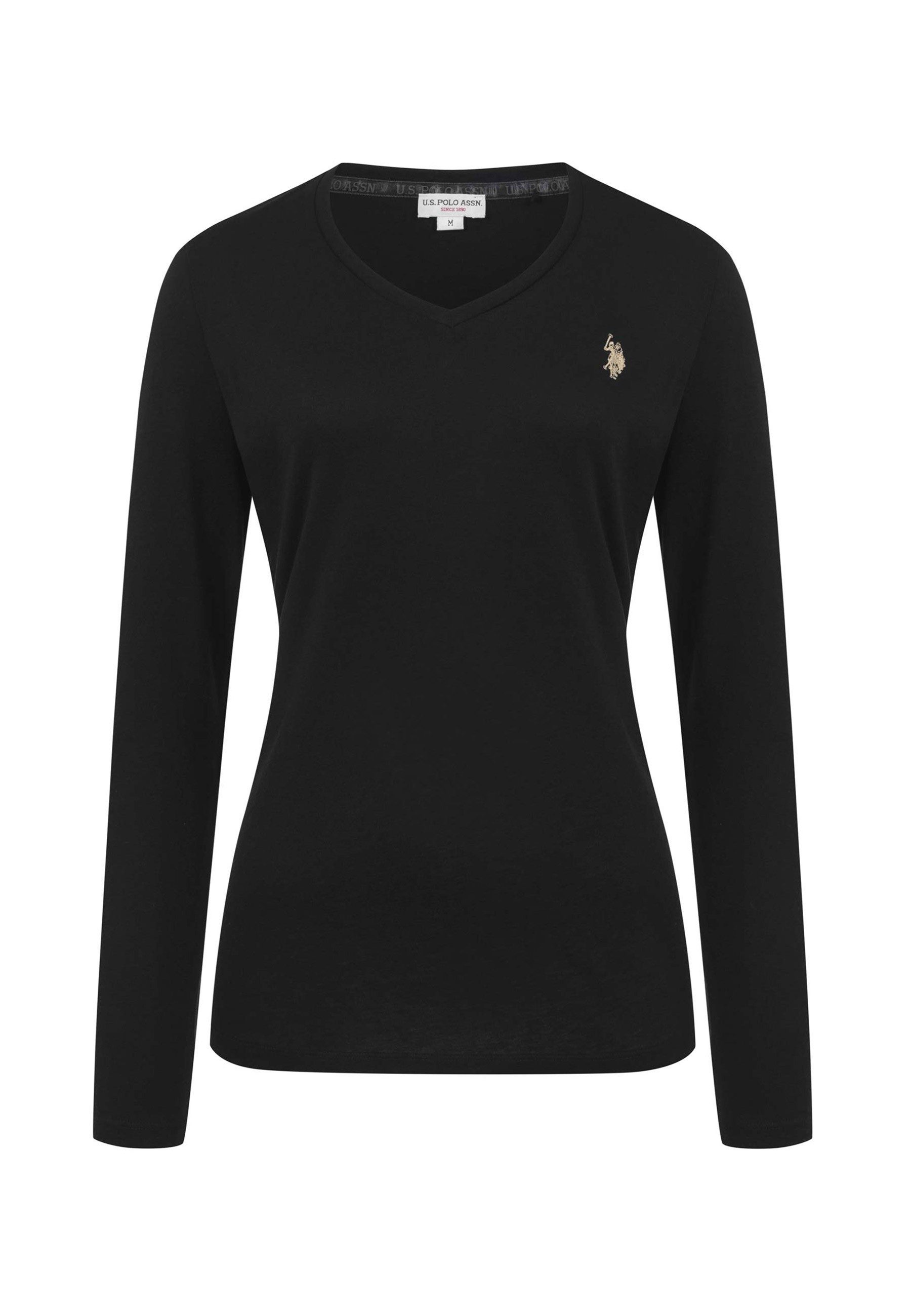 U.S. Polo Assn. Langarmshirt mit V-Ausschnitt und Stickereidetails Elastisches Longsleeve mit normaler Passform – Bild 5 von 5