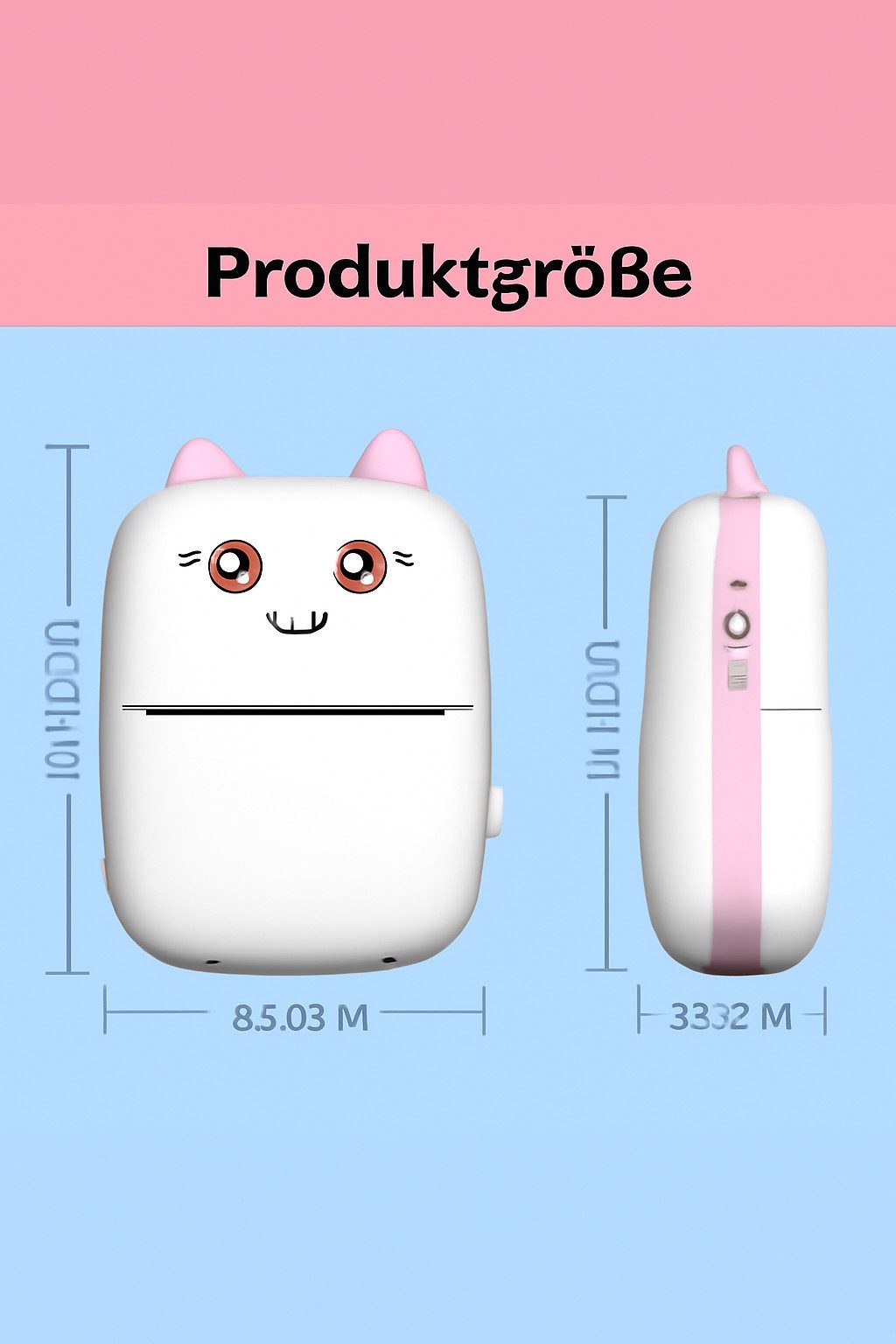 Vivitar Tragbarer Sticker Bluetooth-Drucker für Notizen, Fotos und Etiketten Mini-Drucker, (Kabelloser Inklusivdrucker mit App für iOS & Android ideal für Kinder)