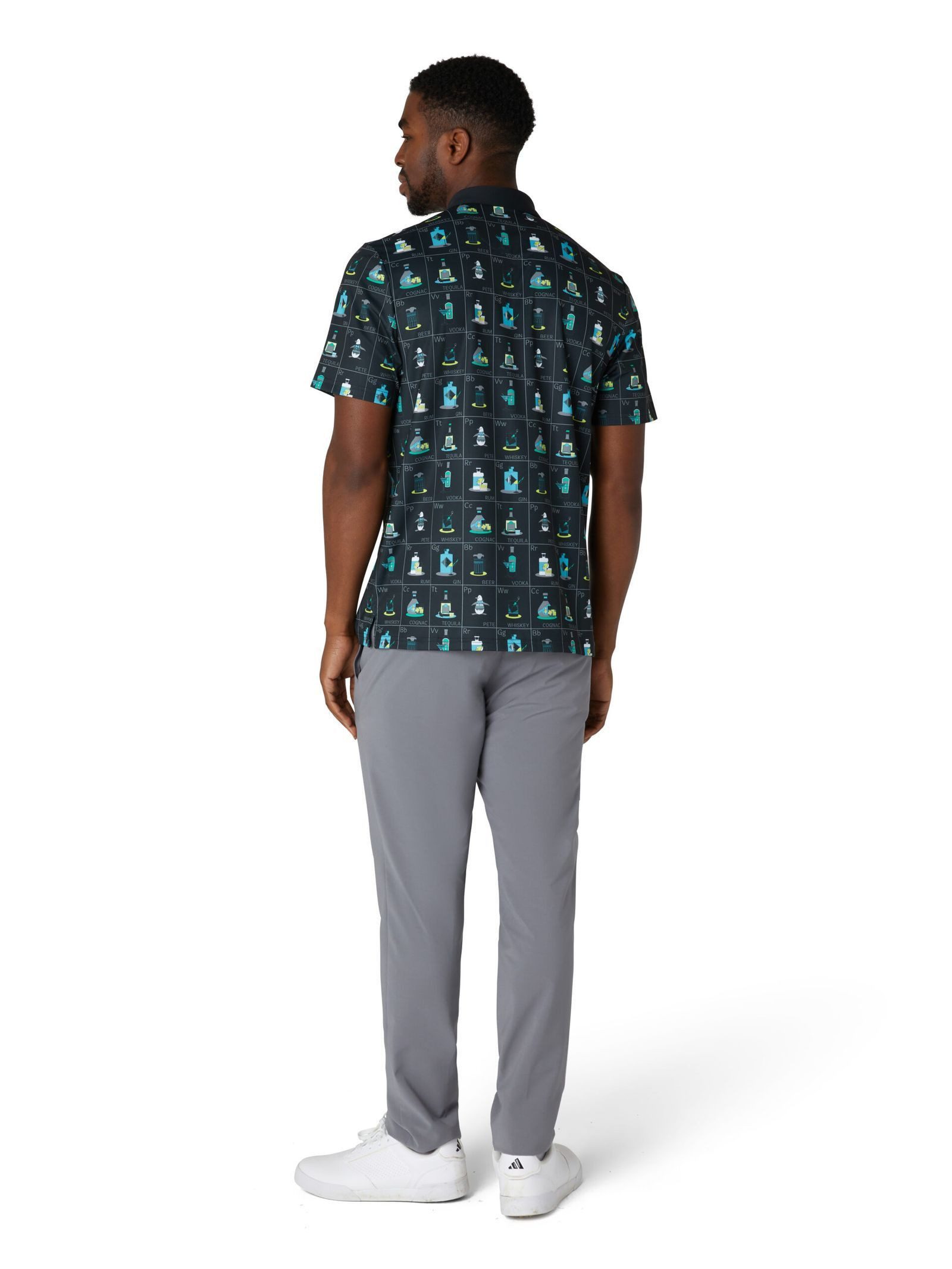 Original Penguin Poloshirt Penguin Pete's Flash Cards Print Golf Polo Herren KAVIAR S (1-tlg) Feuchtigkeitsableitend