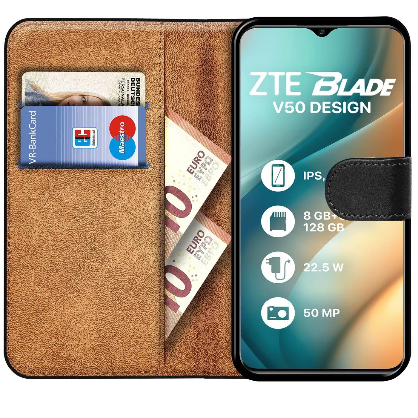 CoolGadget Handyhülle Book Case Handy Tasche für ZTE Blade V50 Design 4G 6,6 Zoll, Hülle Klapphülle Flip Cover für ZTE Blade V50 Design 4G Schutzhülle