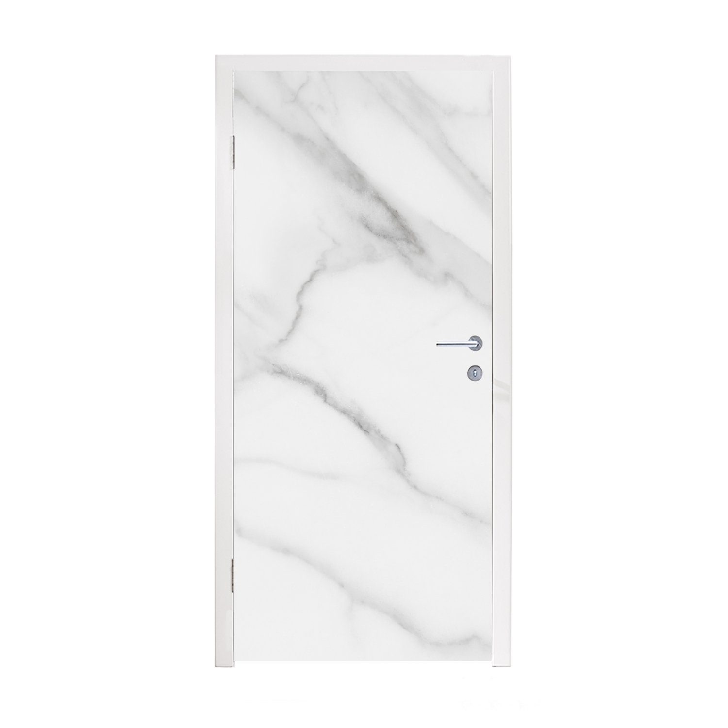 MuchoWow Türtapete Marmor - Strukturiert - Weiß - Grau - Stein - Marmoroptik, Matt, bedruckt, (1 St), Fototapete für Tür, Türaufkleber, 75x205 cm