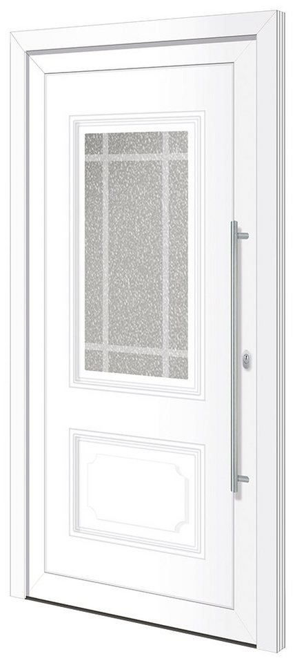 RORO Türen & Fenster Haustür Otto 8, BxH: 100x200 cm, weiß, ohne Griff,  inklusive Türrahmen