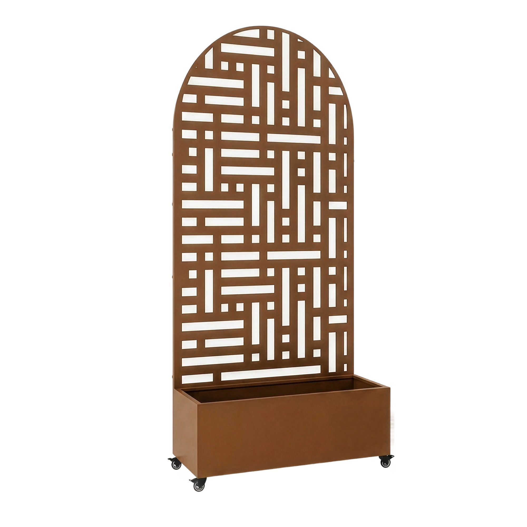 casa.pro Blumenkasten, mit Trennwand »Bernalda« rollbar Stahl 190x82x38 cm Braun