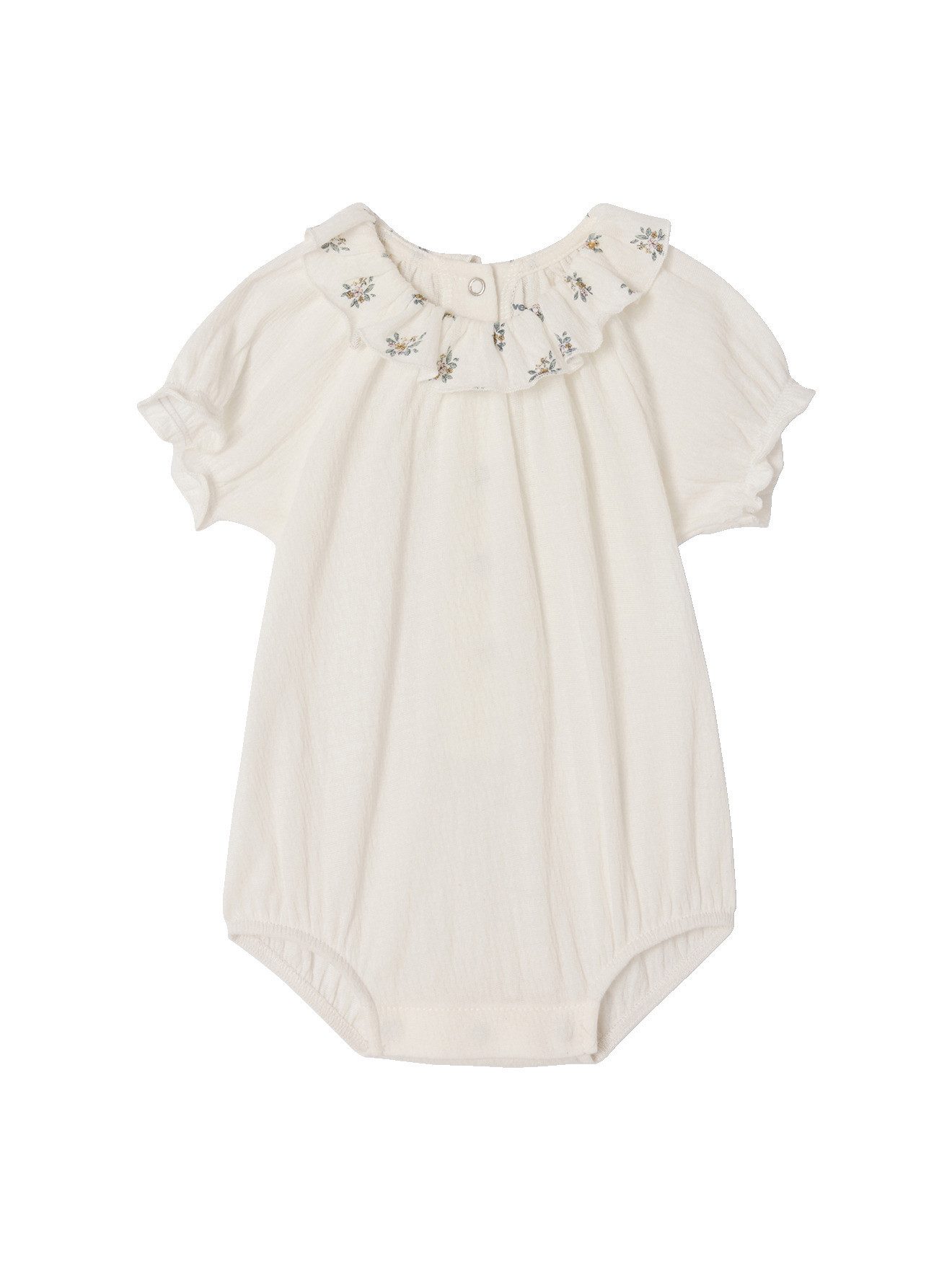 vertbaudet Langarmbody Baby Body mit kurzen Puffärmeln und Rüschenkragen