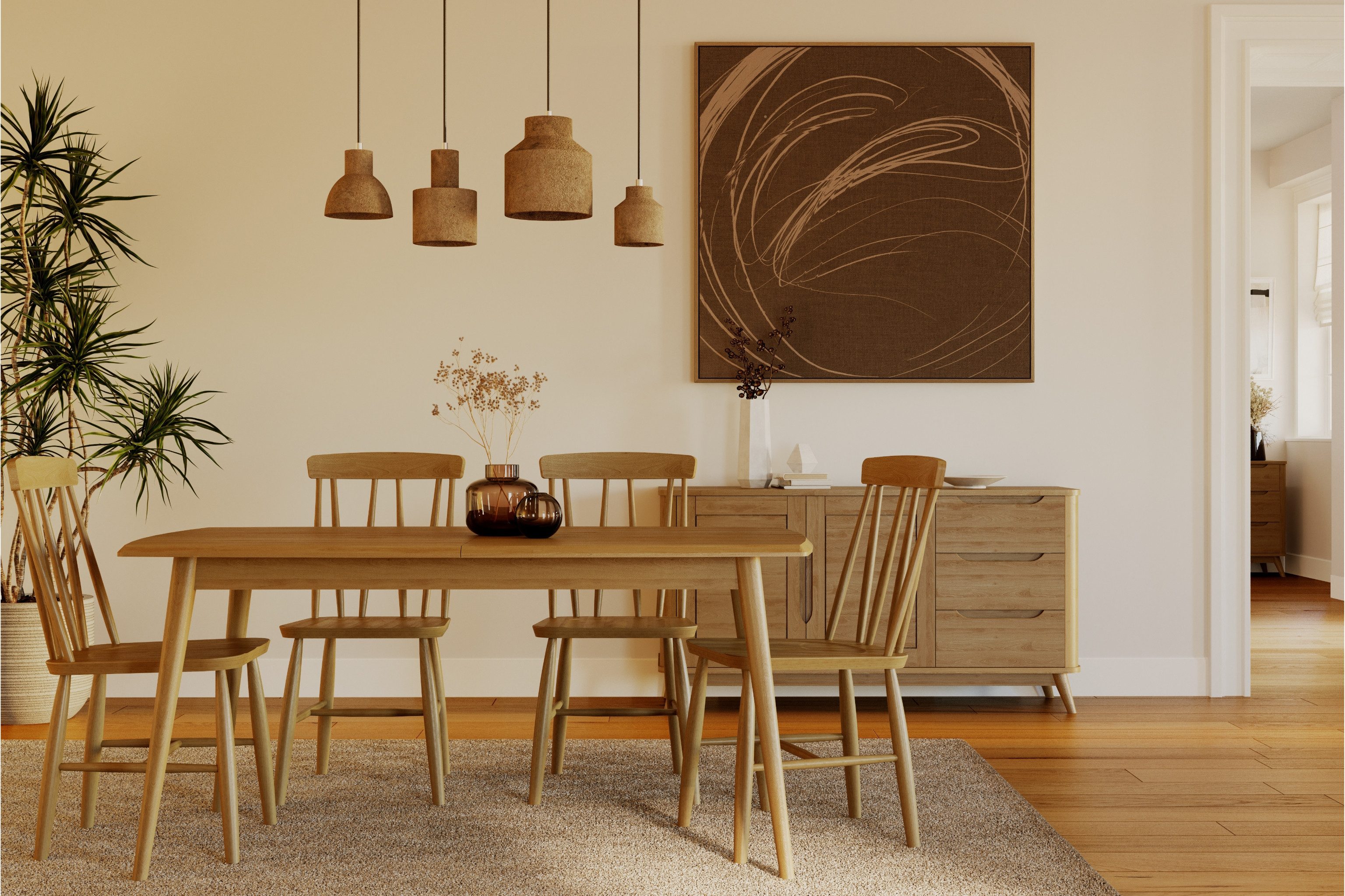 Woodek Design Sideboard Nora, Kommode 3+2 Schubladen, Eichenholz (Massivholz und hochwertiges Eichenfurnier, 1 St., matte Oberfläche), Breite: 150 cm, Tiefe: 45 cm, Höhe: 80 cm