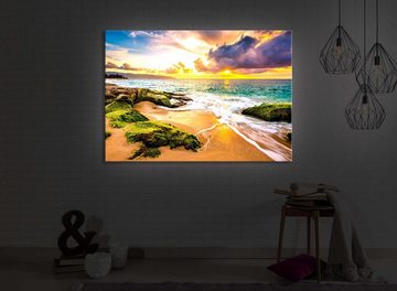 lightbox-multicolor LED-Bild Sonnenuntergang auf Hawaii front lighted / 60x40cm, Leuchtbild mit Fernbedienung