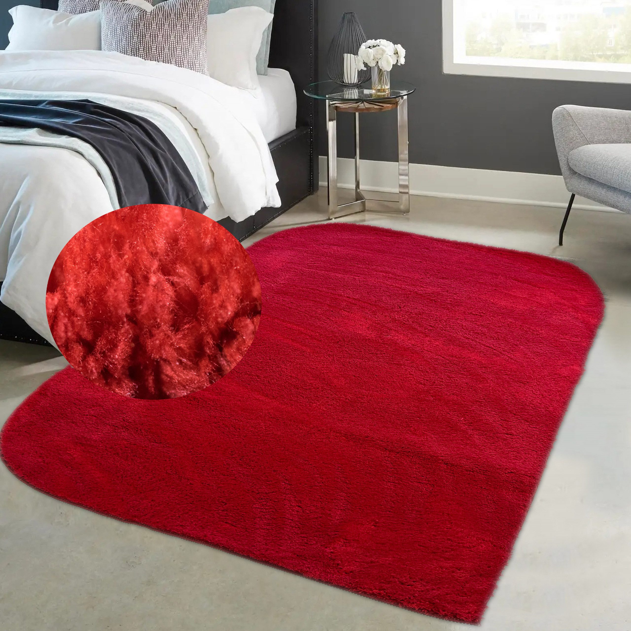 TeppichHome24 Teppich Waschbarer weicher Designer Teppich in rot, rechteckig, Höhe: 16 mm