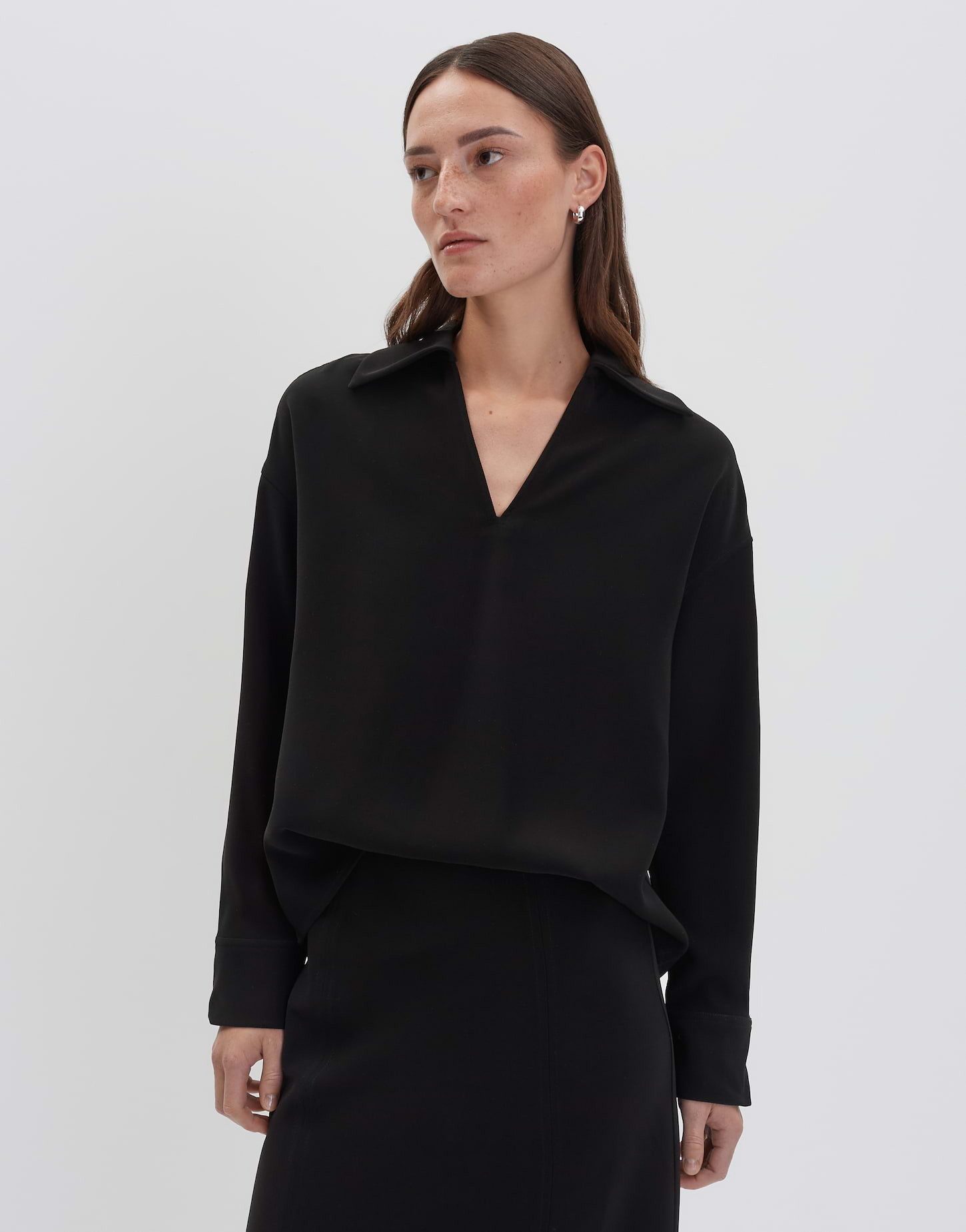 someday Shirtbluse ZOFIRA Loose Shirtbluse mit Johnnykragen weite Passform, Johnnykragen, fester Griff