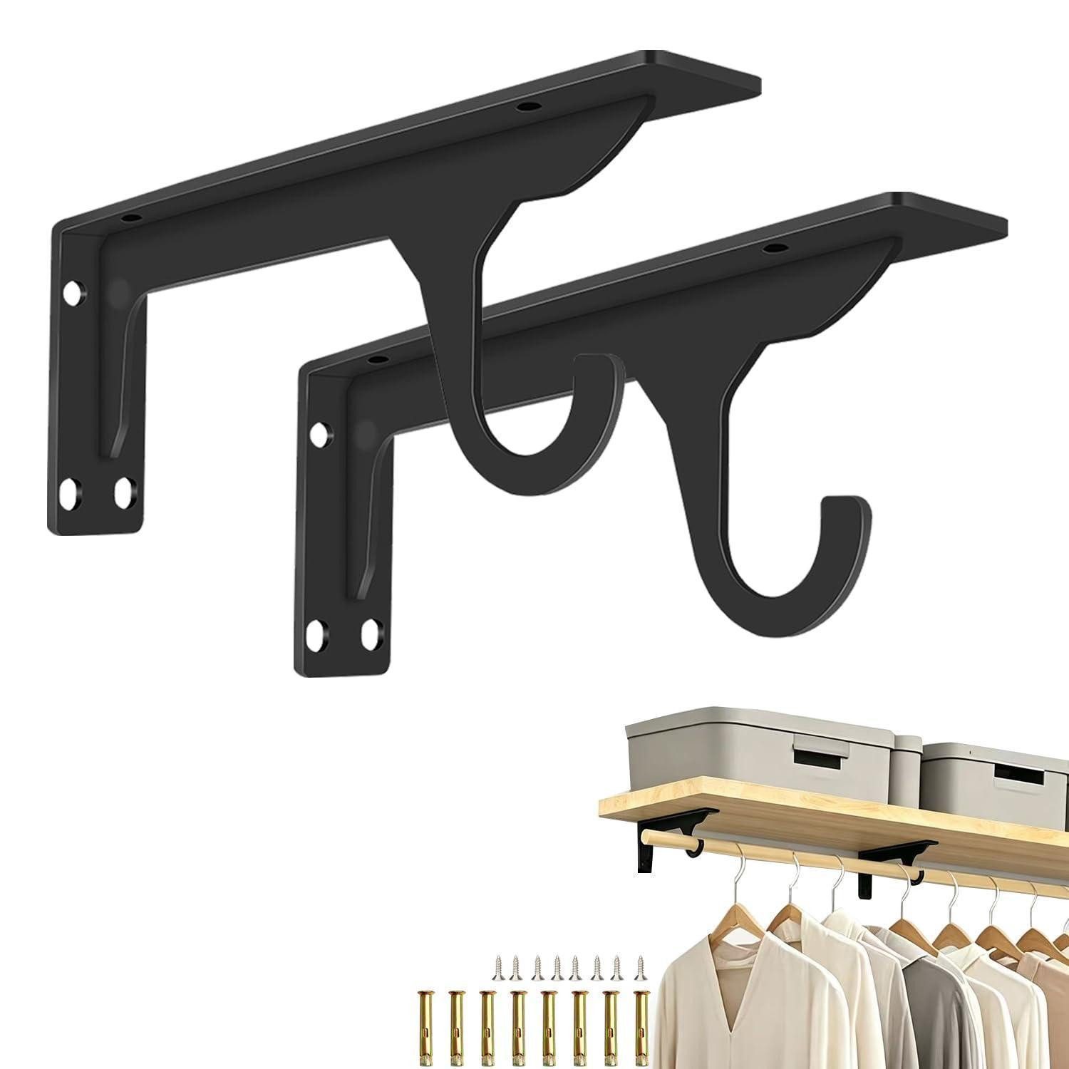 LuxusKollektion Wandregalhalter Regalhalterung Schwarz 12in, 2-tlg.