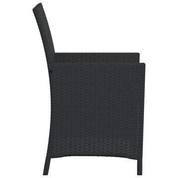 vidaXL Gartenlounge-Set 3-tlg. Bistro-Set mit Kissen Schwarz Poly Rattan