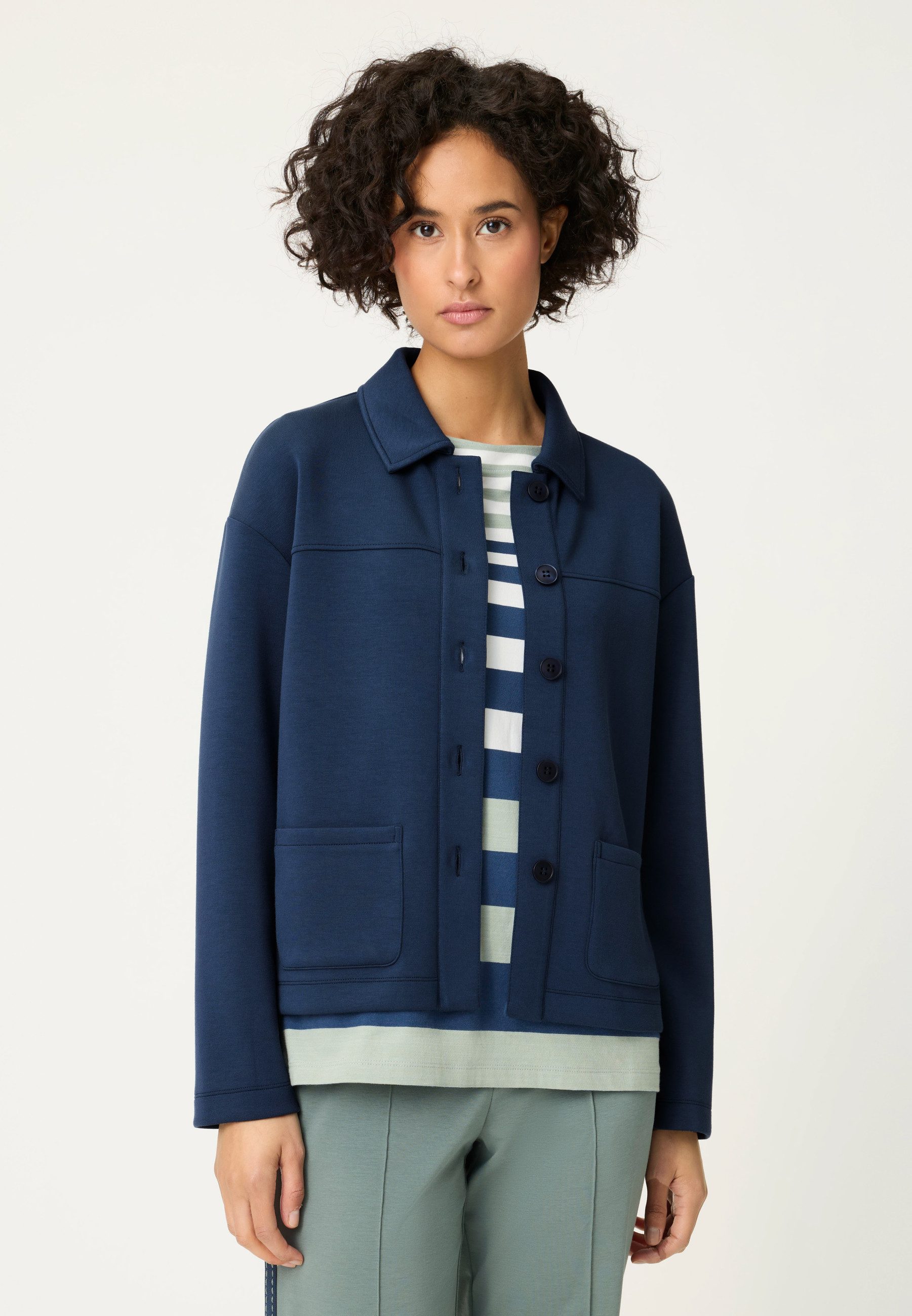 Olsen Sweatjacke mit Hemdblusenkragen