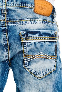 Cipo & Baxx Regular-fit-Jeans Jeans Hose mit dicken Nähten Stylische Design mit dicken Kontrastnähten