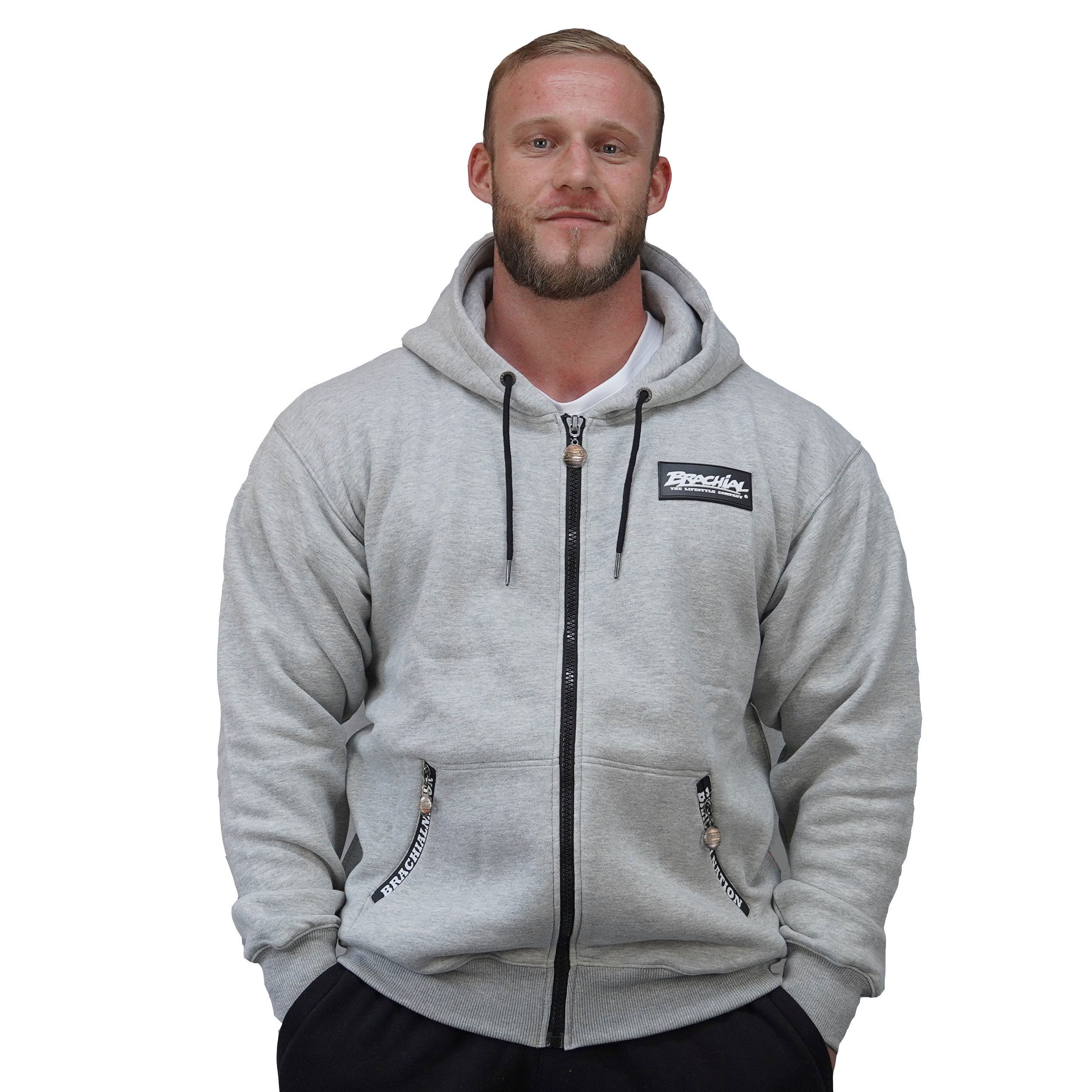 Kapuzensweatjacke Brachial Zip-Hoody "Rude" graumeliert S