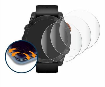 Savvies Full-Cover Schutzfolie für Garmin Fenix 7 Pro Solar (47 mm), Displayschutzfolie, 4 Stück, 3D Curved klar