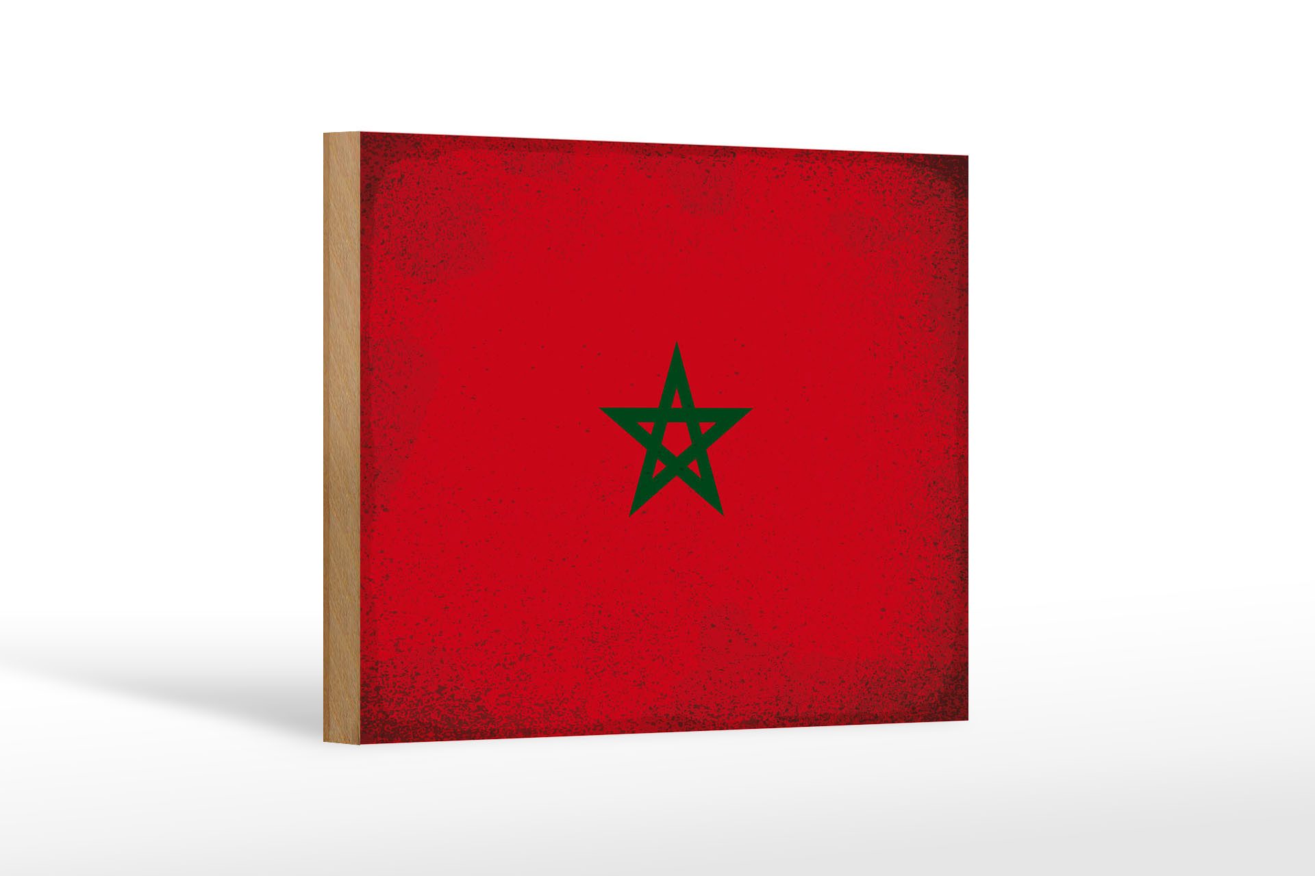 Femer GmbH Holzbild Flagge Marokko 18x12 cm Flag of Morocco Vintage, Flaggen (1 St), Glatte Holzfaserplatte (MDF), vorn beschichtet