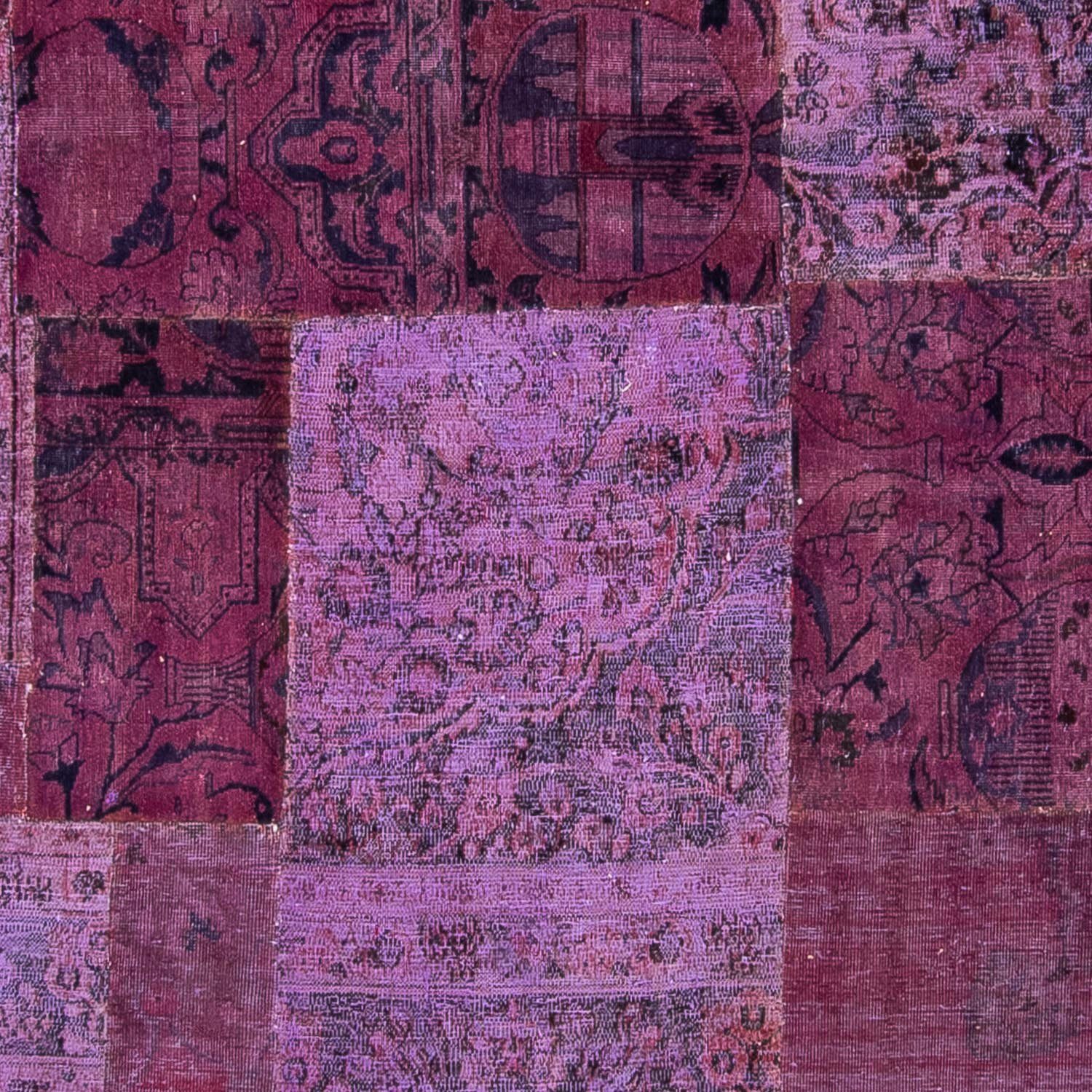 Teppich Patchwork - 356 x Einzelstück morgenland, Wohnzimmer, Handgeknüpft, 260 - cm Zertifikat rechteckig, mit mehrfarbig, 7 mm, Höhe