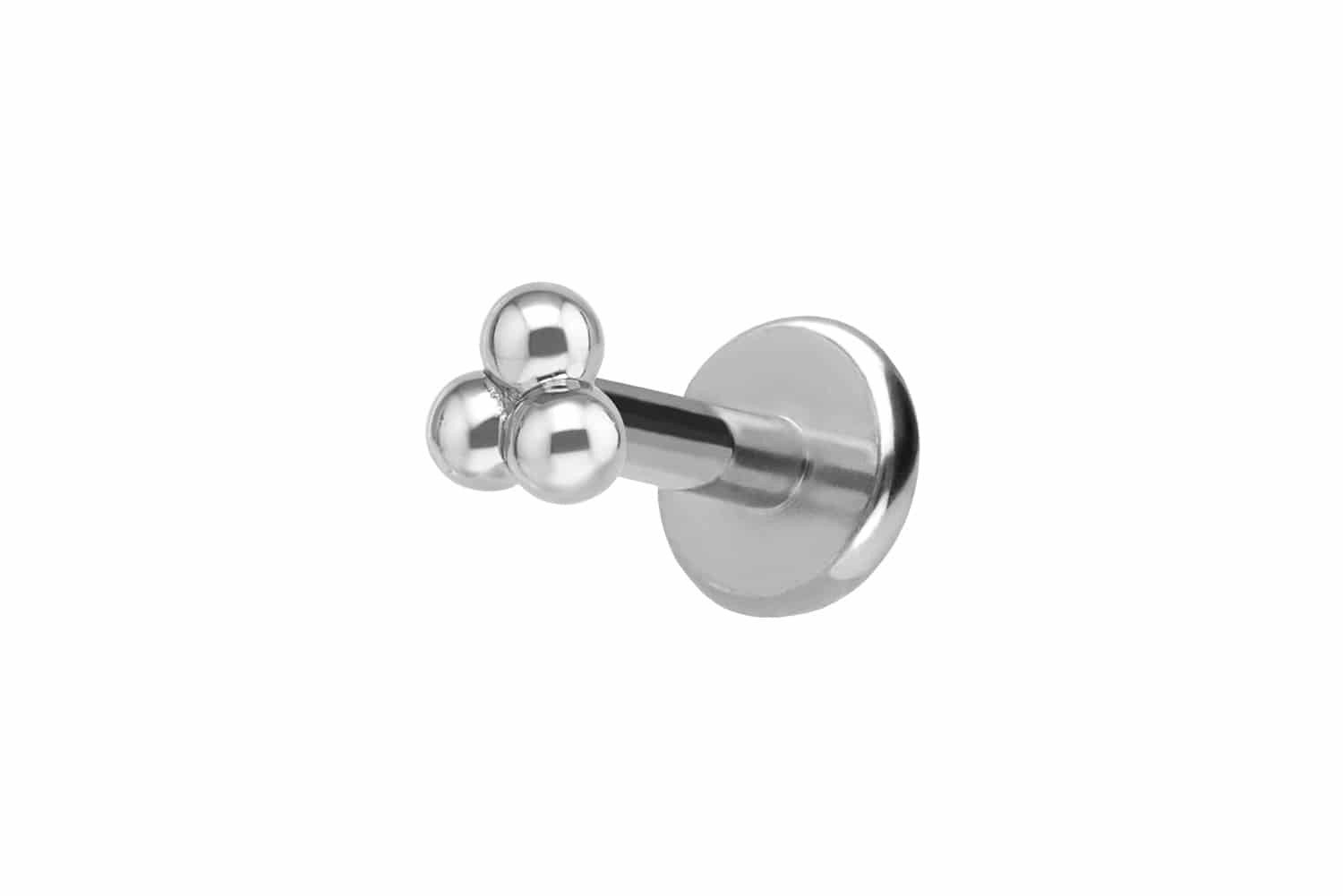 PIERCINGLINE Piercing-Set Titan Labret mit Innengewinde + 925er Silber Aufsatz 3 KUGELN (Labrets, 1-tlg)