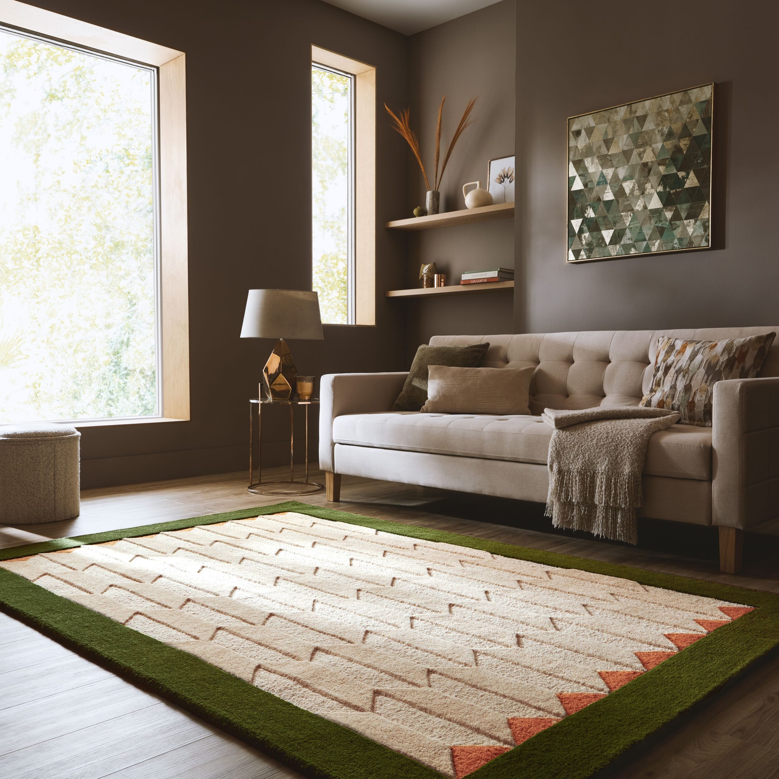 FLAIR RUGS Wollteppich APEX, rechteckig, Höhe: 8 mm, Handgetuftet aus 100 % Wolle mit einem Cut-and-Loop-Flor