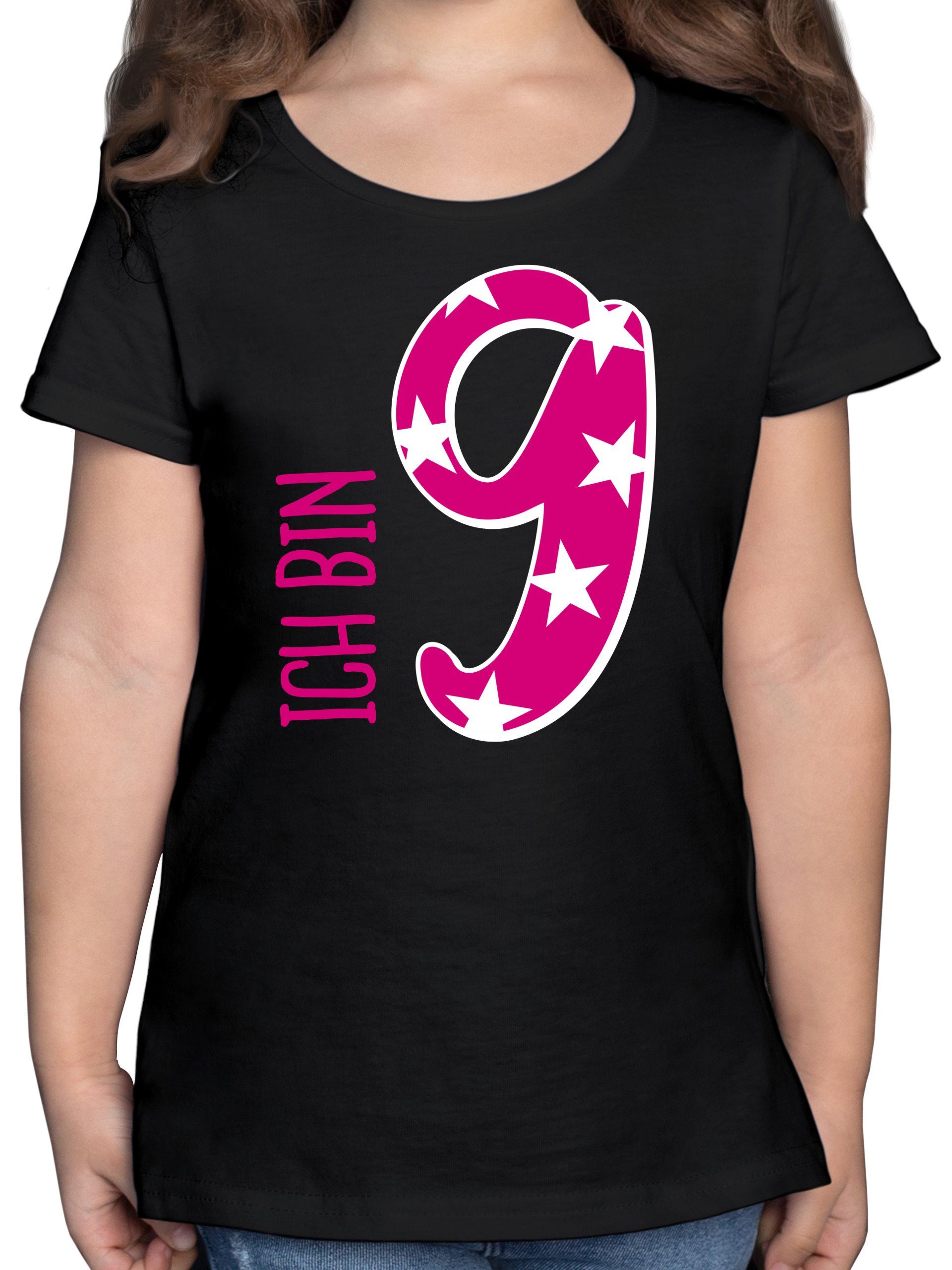 Shirtracer TShirt »Ich bin 9 Rosa Mädchen Geburtstag Kind Mädchen Kinder TShirt TShirts
