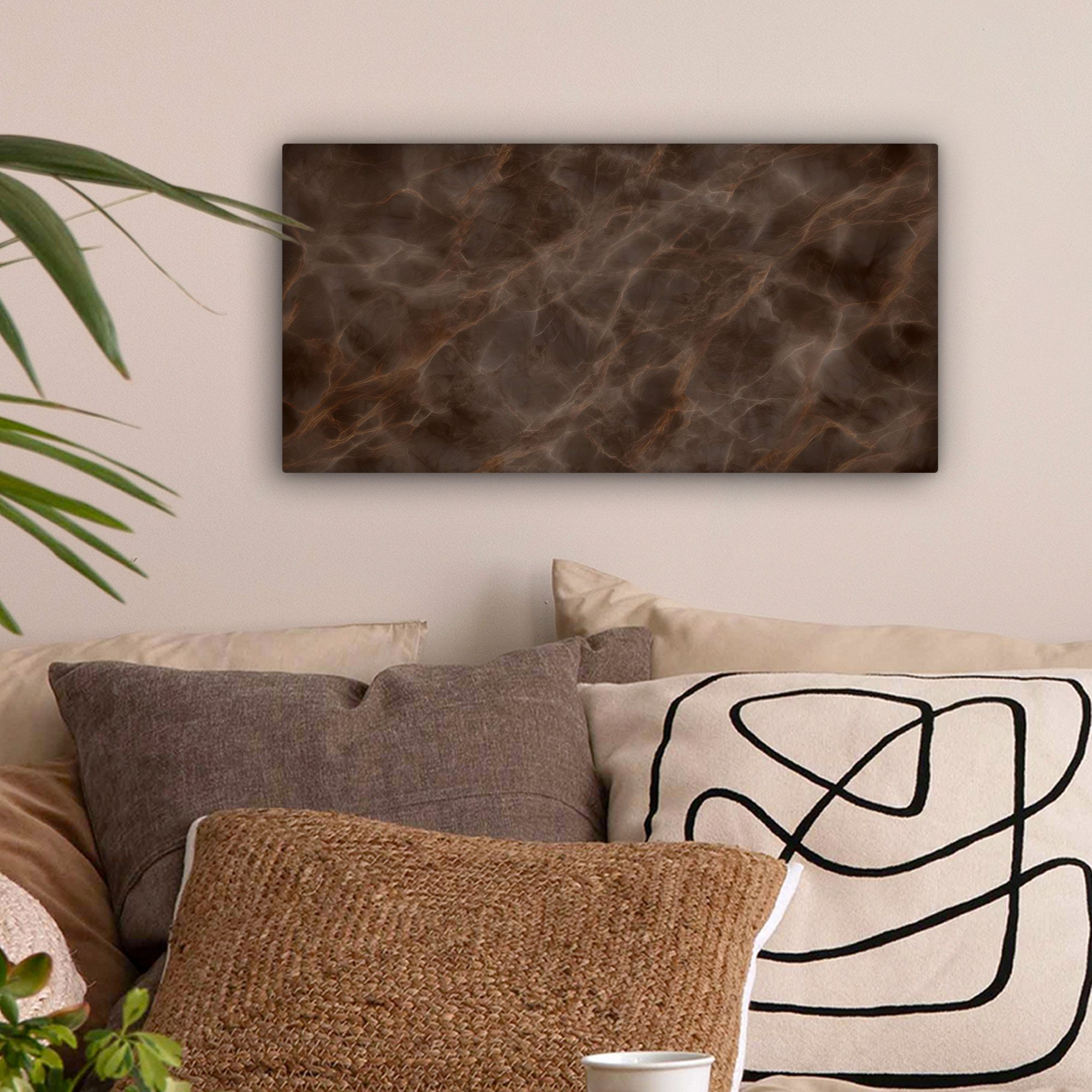 OneMillionCanvasses® Leinwandbild Panorama Brauner Marmor - günstig online kaufen