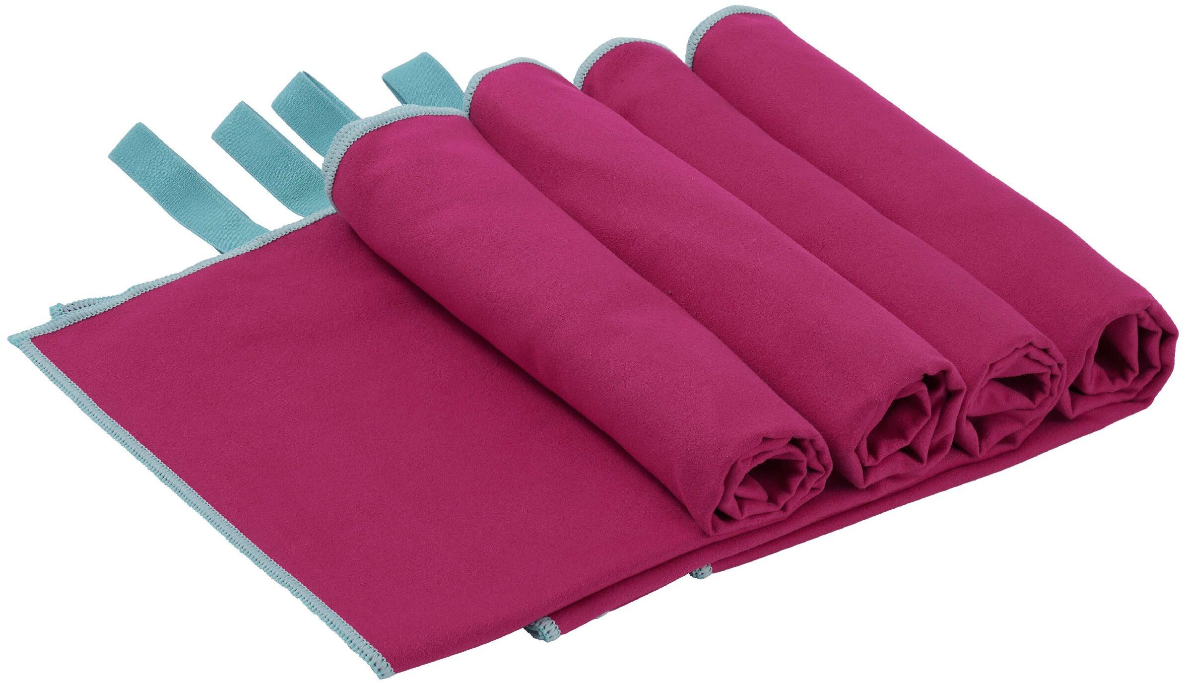 OTTO home Handtücher Leoa, diverse Größen, Sporthandtuch, Reisehandtuch, Strandtuch, Microfaser (Set, 4-St), sehr leicht, kompakt, schnelltrocknend, Mikrofaser mit Kontrastnaht