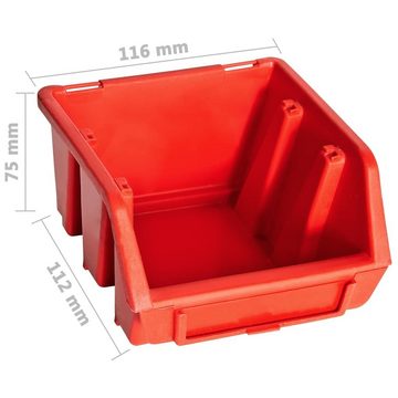 vidaXL Werkzeugbox 32-tlg. Sichtlagerkasten-Set mit Wandhalterung Rot und Schwarz (32 St)