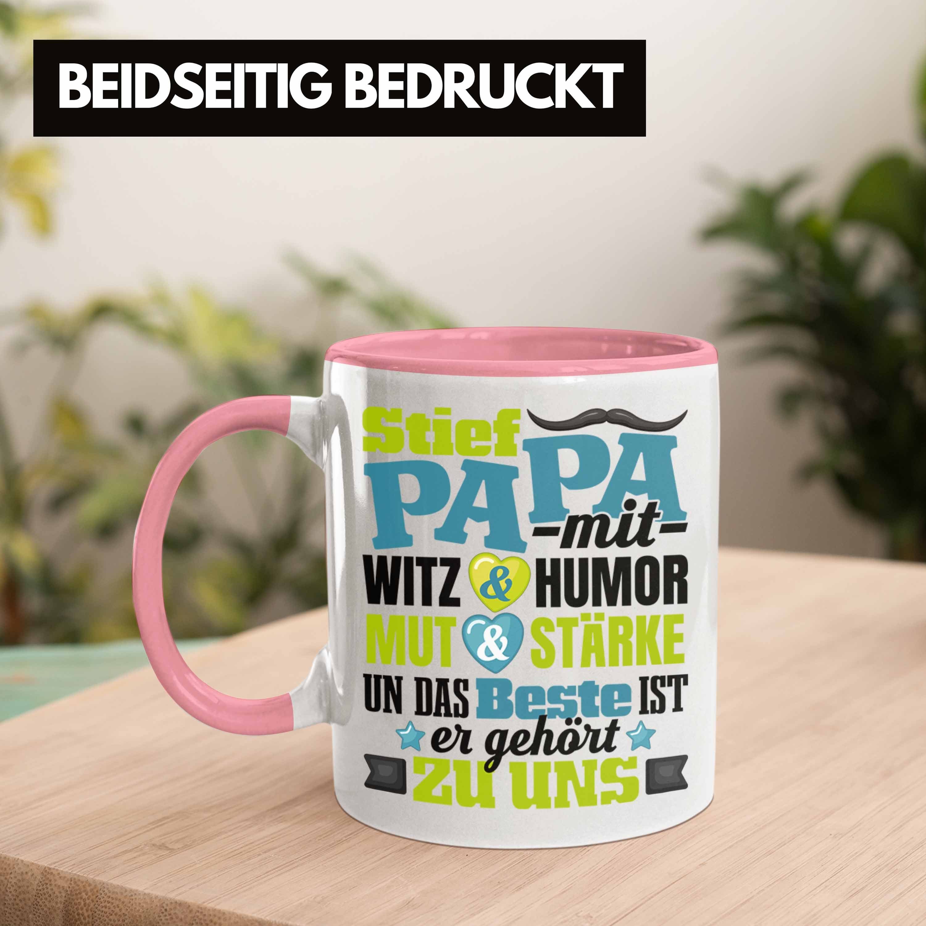 Vatert Papa Bonus Rosa Tasse Geschenk Tasse Stiefvater für Stiefpapa Geschenkidee Trendation